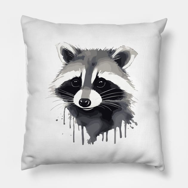 Raccoon watercolor Pillow by aceofspace