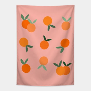 Oranges, Fruit Pattern on Peach Tapestry