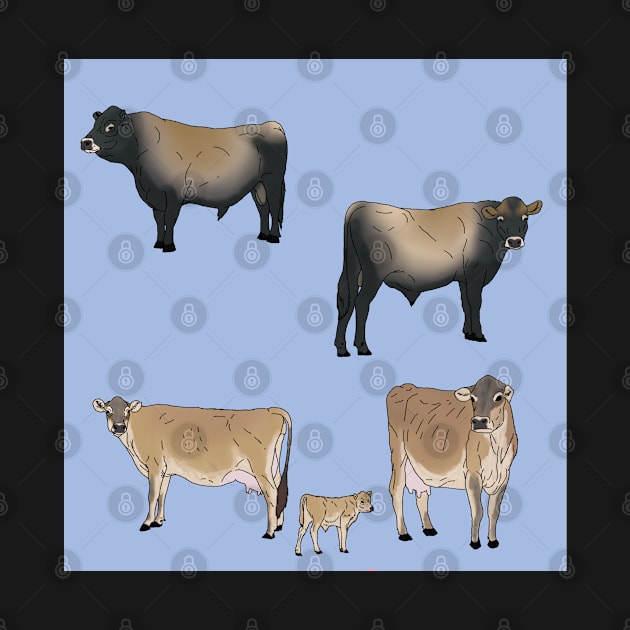 Jersey Cows Pattern Blue by TrapperWeasel