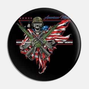 American Made Patriotic Skull Pin