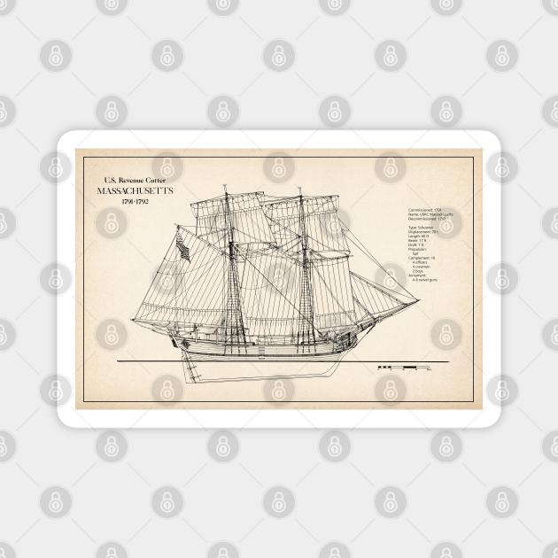 United States Revenue Cutter Massachusetts - SD Magnet by SPJE Illustration Photography