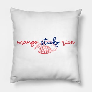 mango sticky rice - Thai red and blue - Flag color - with sketch Pillow