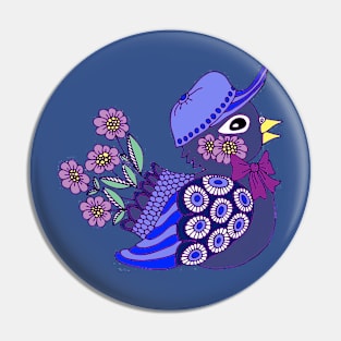 Dressed up bird Pin