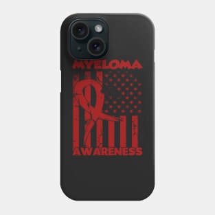 Myeloma Awareness Flag Burgundy Ribbon In This Family No One Fights Alone Phone Case