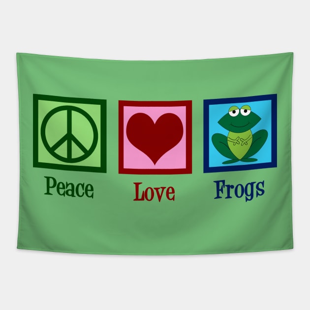 Peace Love Frogs Tapestry by epiclovedesigns