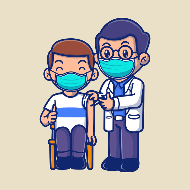 Cute Doctor Injecting Male Patient Cartoon by Catalyst Labs