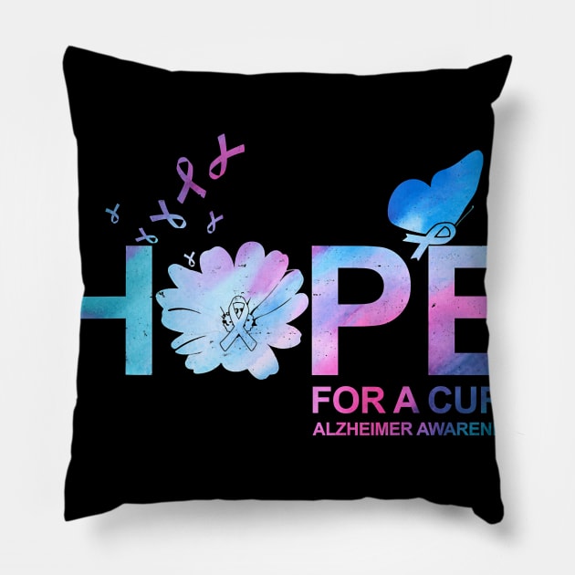 Funny Hope For A Cure Alzheimer Awareness Flower Gift Pillow by thuylinh8