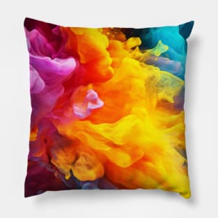 Spectrum Splash - Colorful Ink Drop Macro Abstract Art Pillow