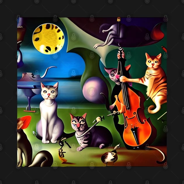 Jazz Cats Waiting For The Band Leader by Musical Art By Andrew