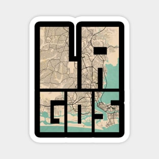 Lagos, Nigeria City Map - Vintage Magnet