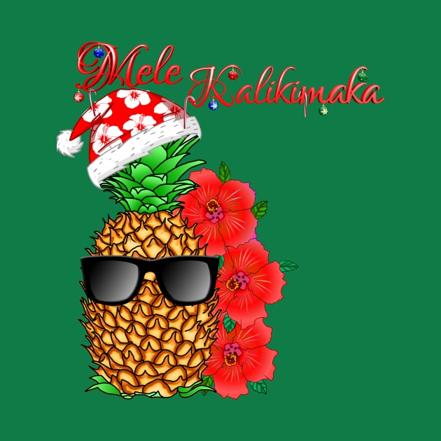 Mele Kalikimaka Hawaiian Pineapple Merry Christmas by macdonaldcreativestudios