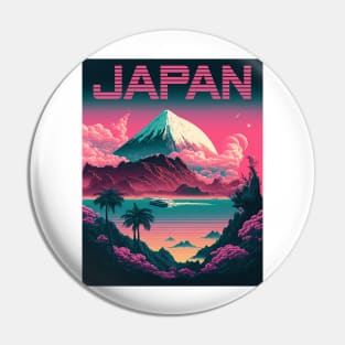 Japan Synthwave Travel Art Poster Pin