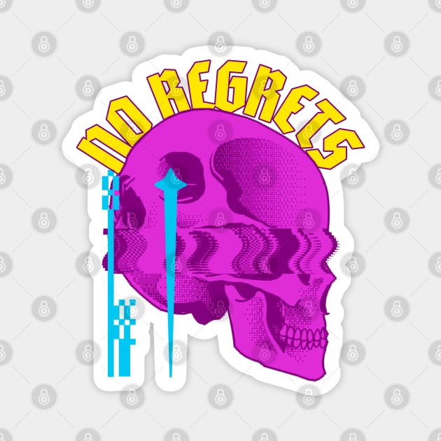 No Regrets Glitch Art Skull Magnet by M n' Emz Studio