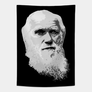 Charles Darwin Black and White Tapestry