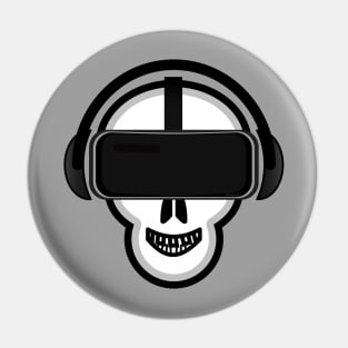 Skull Wearing a Virtual Reality Gaming Headset Pin