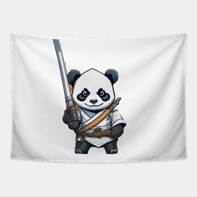 Cute Cartoon Panda Samurai Katana Sword Wilding Tapestry by BKSMAIL-Shop