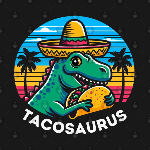 Retro Tacosaurus Taco Dinosaur T rex Funny Cinco de Mayo by HBart