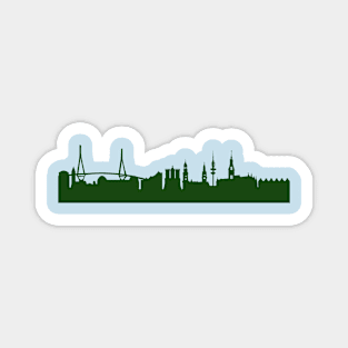 HAMBURG skyline in forest green Magnet