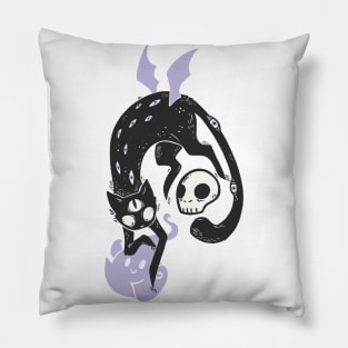 Kuro Black Cat With Skull And Ghost Pillow