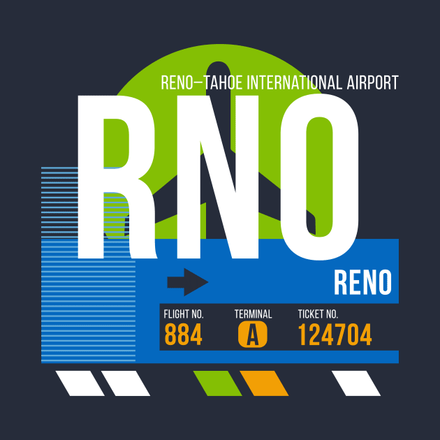 Reno (RNO) Airport // Retro Sunset Baggage Tag by Now Boarding