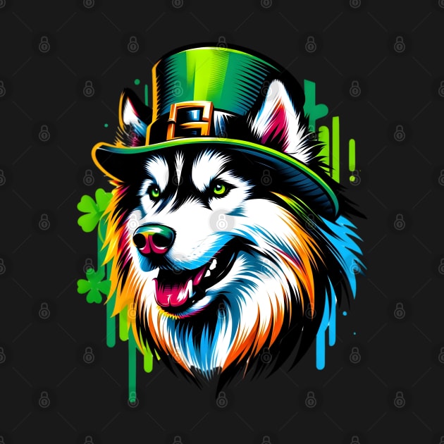 Siberian Husky Sports Leprechaun Hat for St. Patrick's by ArtRUs