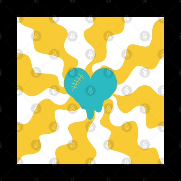 Heart Melt - Turquoise and Yellow by LAEC