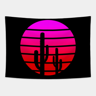 retro cactus sunset Tapestry