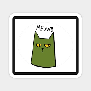 Meow! Green cat Magnet