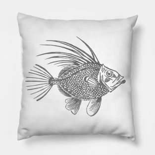 Grey John Dory Linocut Fish Pillow