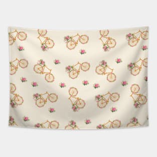 Vintage Floral Bicycle Pattern Tapestry