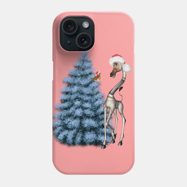 Chrismtas, cute girafe and bird Phone Case by Nicky2342