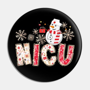 NICU Nurse Christmas Snowman Nurse Life Scrub Top Pin