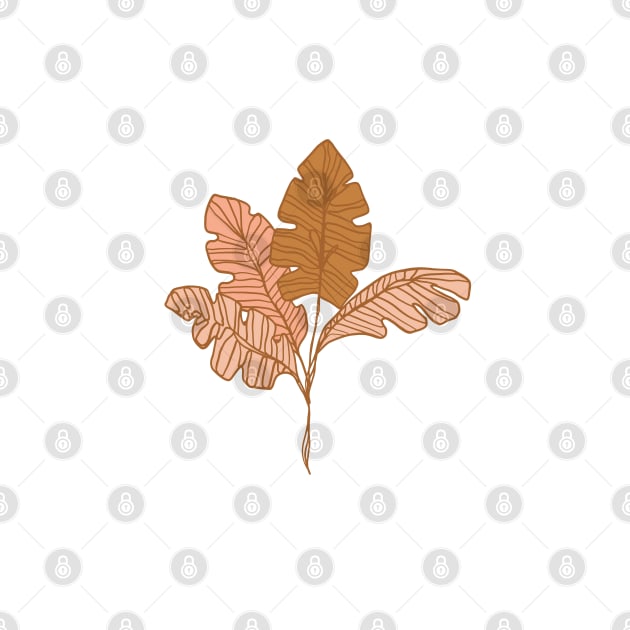 Contour Line Leaves on Taupe by latheandquill