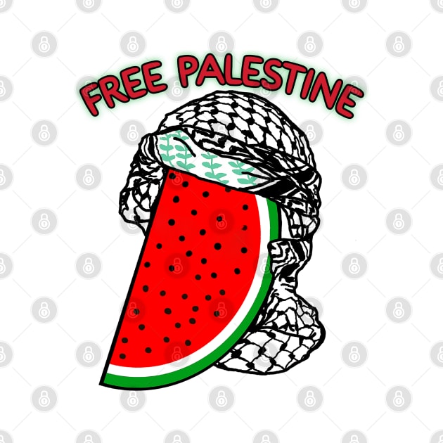 Watermelon Keffiyeh - Half Wrap - Free Palestine - Front by SubversiveWare