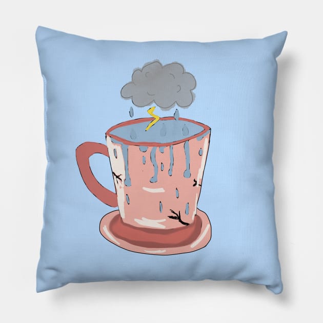 A Storm in a Teacup (No Text) Pillow by Geometrico22