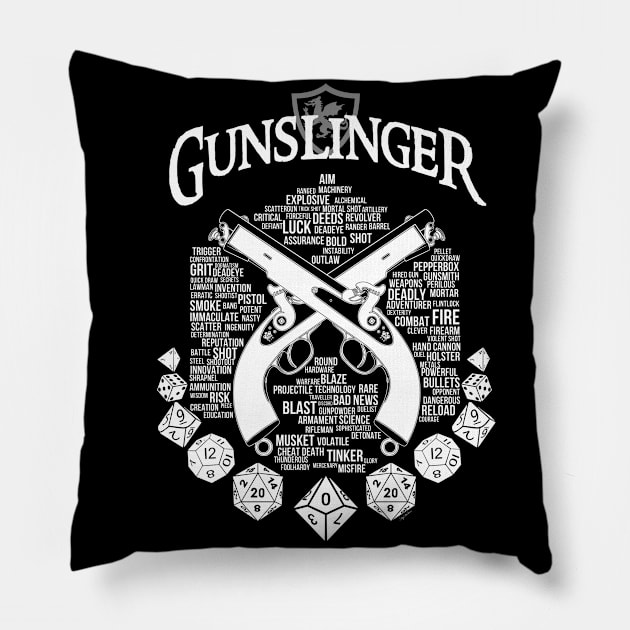 RPG Class Series: Gunslinger - White Version Pillow by Milmino