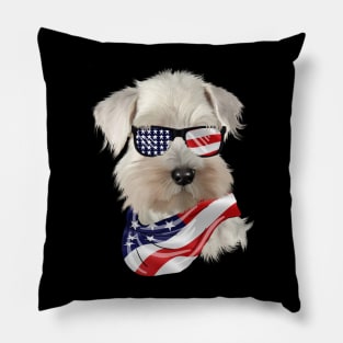 West Highland White Terrier Dog, USA Flag, American Dog Pillow