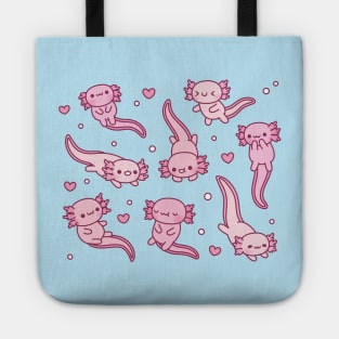 Cute Swimming Axolotls Doodle Tote