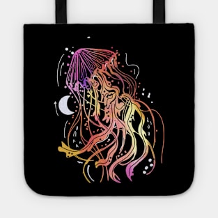 Cosmic Jellyfish crescent moon Tote