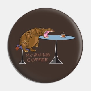 Morning coffee hippopotamus Pin