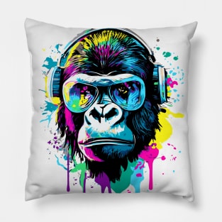 DJ Gorilla - Gorilla with Headphones Pillow