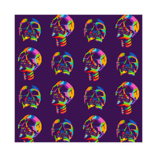Colorful Skull Pattern Wpap Style Purple Background T-Shirt