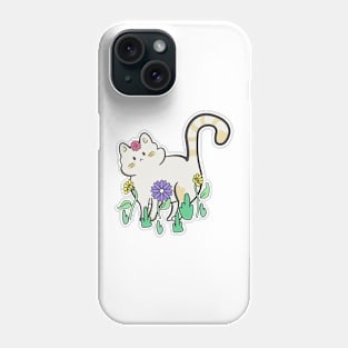 cute cat with flowers Phone Case