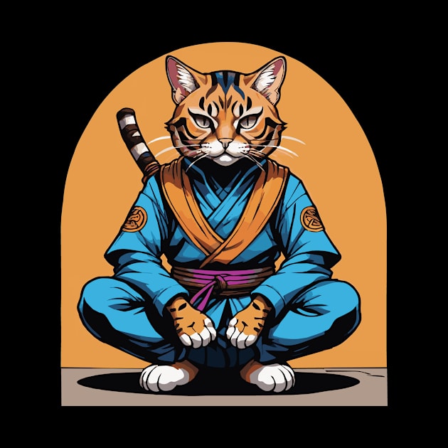 Peaceful Warrior: Bengal Cat Ninja Meditates by Arcanum Luxxe Store