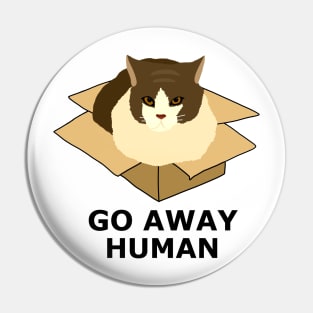 Go Away Human Funny Cat in a Box Pin