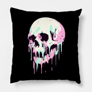 Pastel dripping skull Pillow