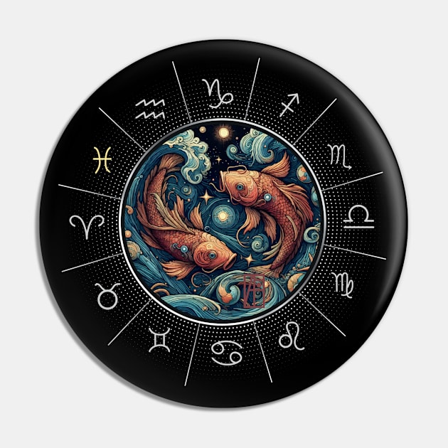 ZODIAC Pisces - Astrological PISCES - PISCES - ZODIAC sign - Van Gogh style - 5 Pin by ArtProjectShop