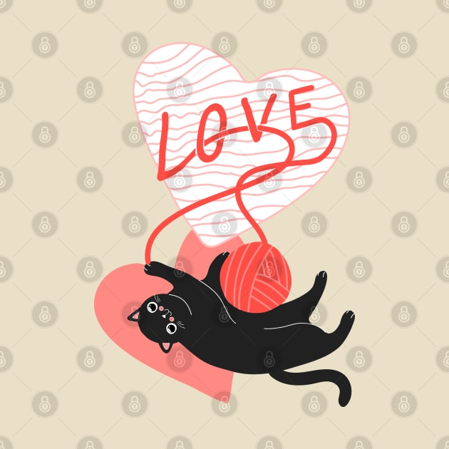 Knitting Love Cat for Cat Lovers by Happy Lime