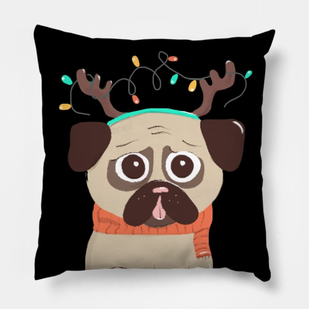 All I Want For Xmas Is Food Funny Christmas Gift Pug Lover Pillow by EduardjoxgJoxgkozlov