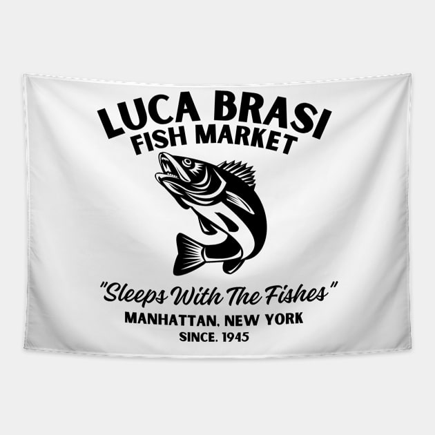 Lucas Brasi Sleeps With The Fishes Vintage Look Design Fanart Tapestry by We Only Do One Take